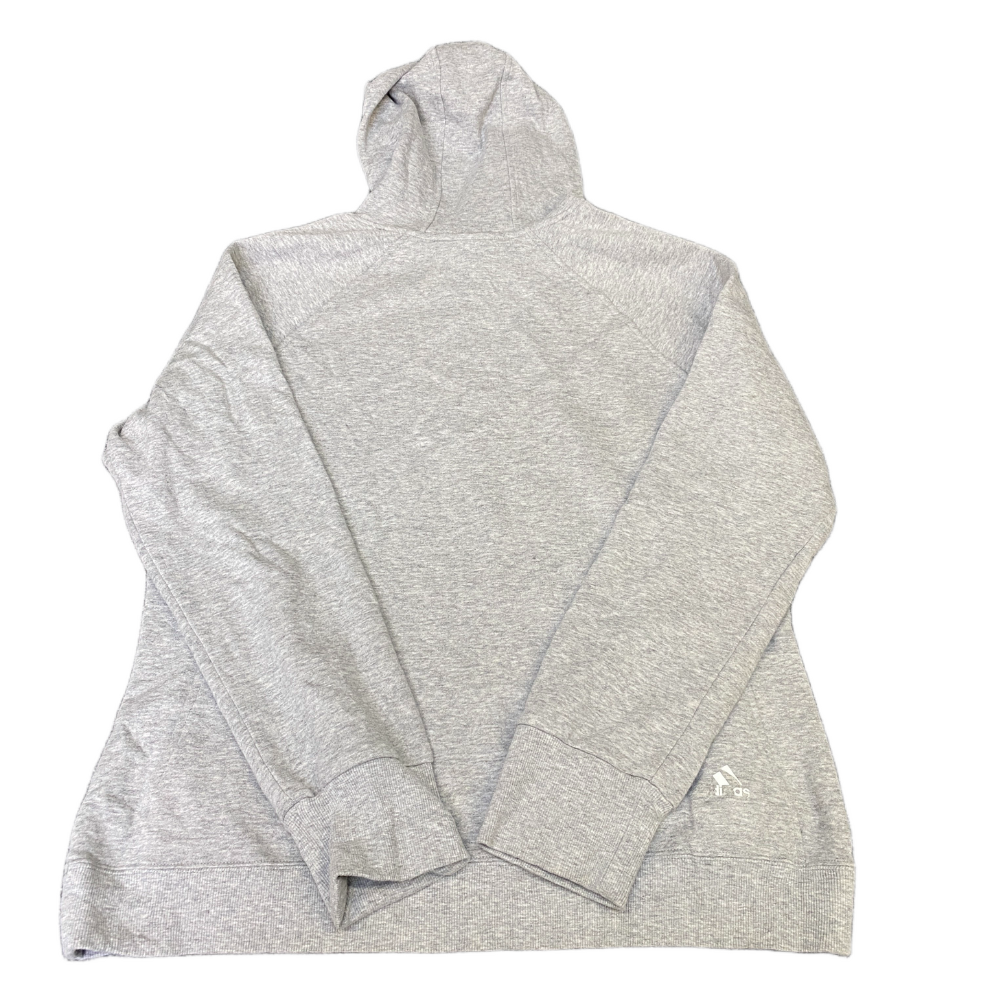 Adidas Hoodie Womens Large Grey Graphic Logo Fleece Lined Long Sleeve Pullover