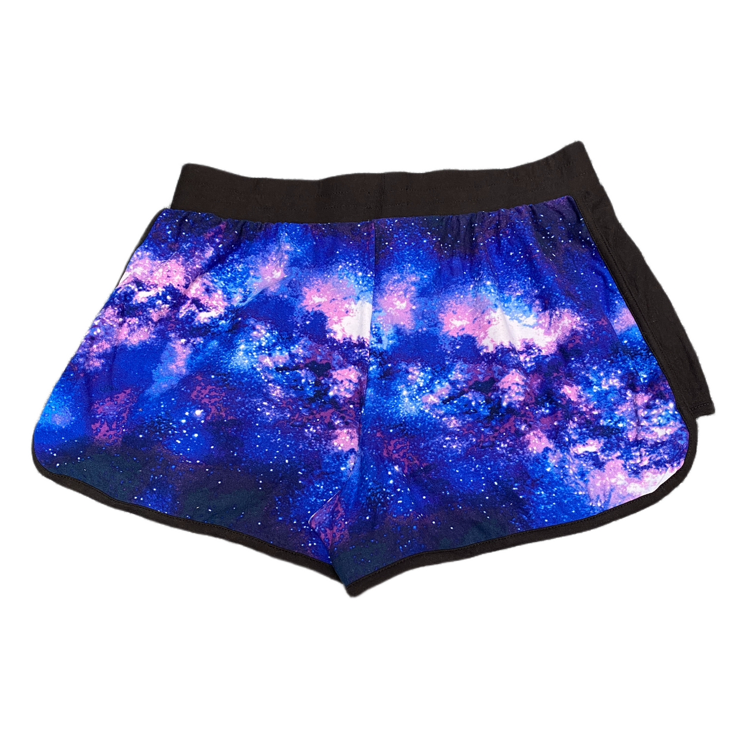 Running Sprinter Shorts Women M 28" Waist Multi Galaxy Print Athletic Drawstring