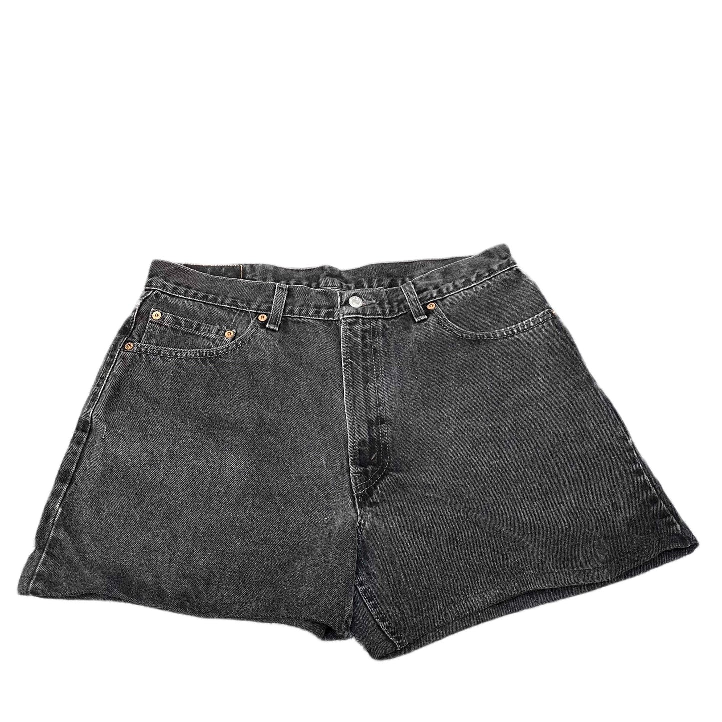 Levis 550 Jean Shorts Fits as Women XL 34" Waist Black Denim Relaxed Fit Red Tab