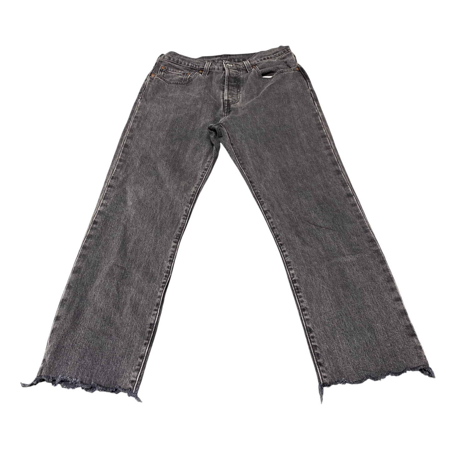 Levi's 501 Jeans Mens 31" Waist Grey Premium Streetwear Flat Front Raw Hem