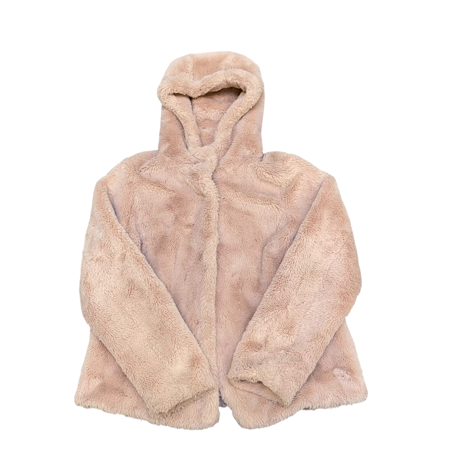 Esmara Faux Fur Jacket Womens Small Pink Classic Long Sleeve Hooded Snap Front