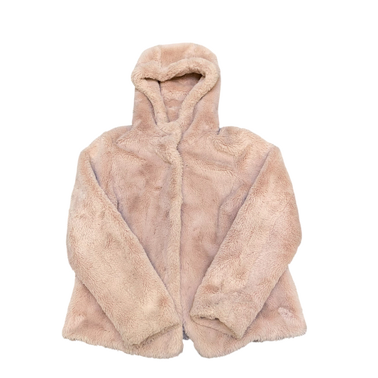 Esmara Faux Fur Jacket Womens Small Pink Classic Long Sleeve Hooded Snap Front