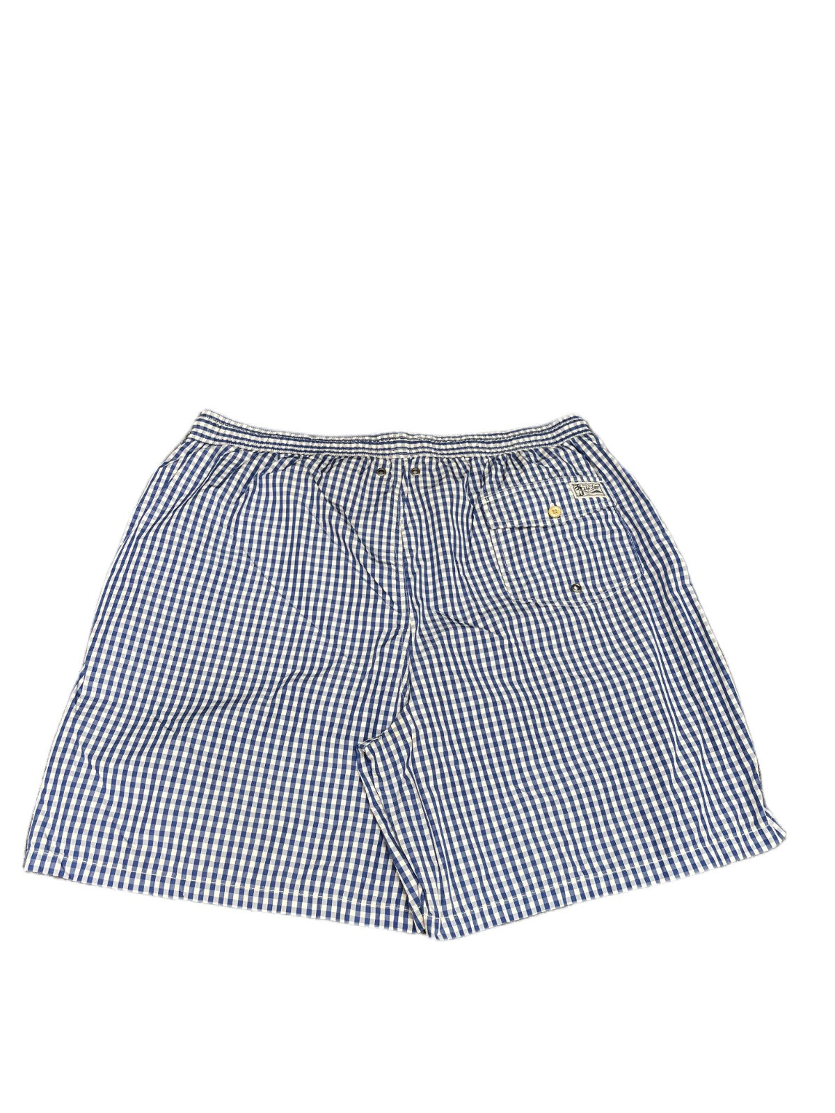 Polo Ralph Lauren Swim Trunks Shorts Men XLT 37" Waist Blue White Gingham Lined