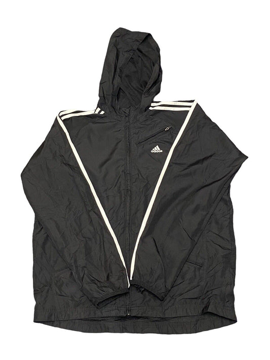 Adidas Lightweight Zip Up Jacket Hooded Black Mens XL