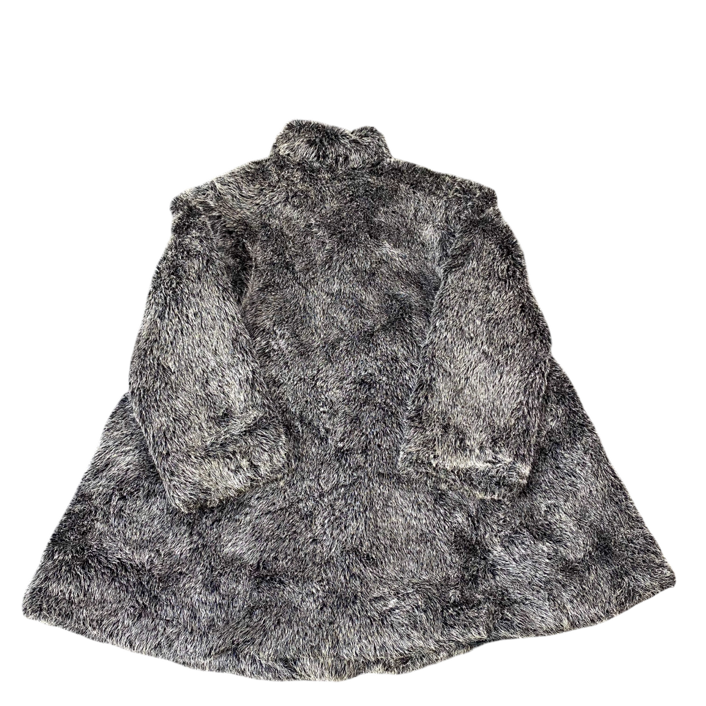 Sled Luxury Faux Fur Jacket Womens Medium Black Lined Plush Collared One Button
