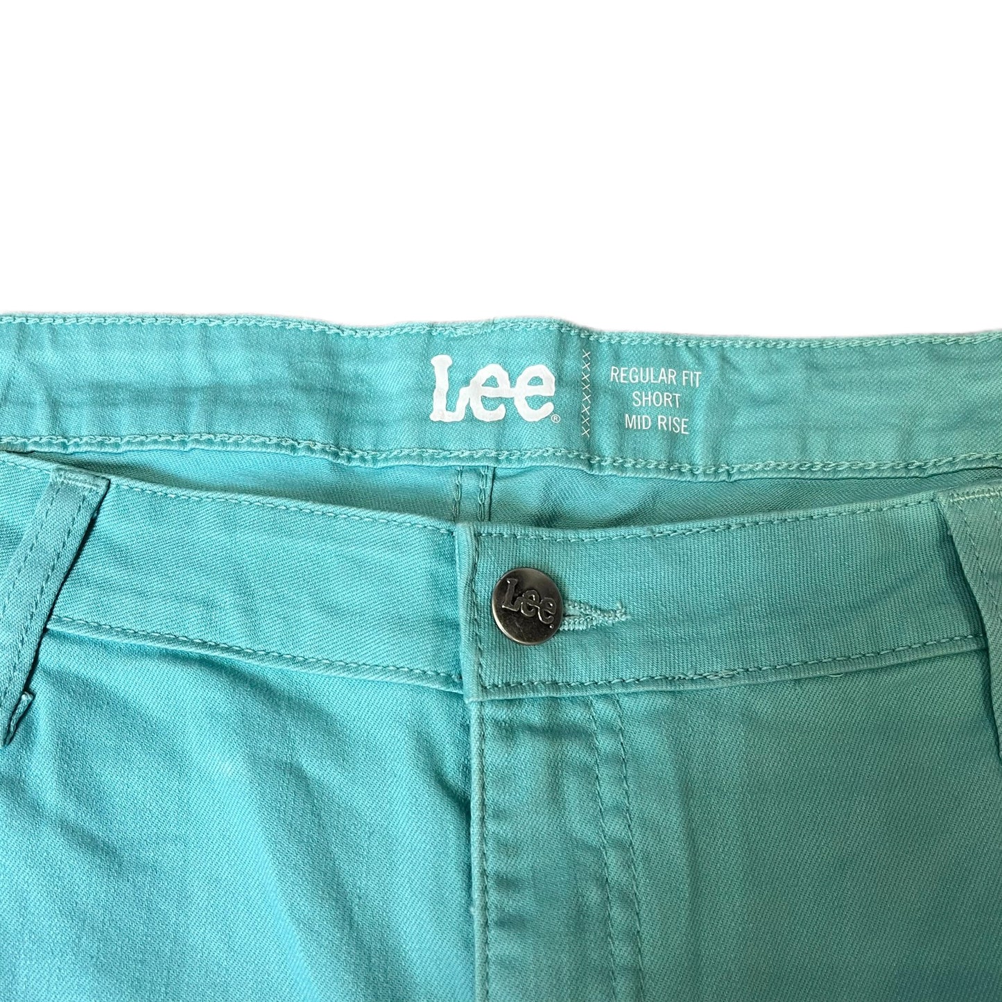 Lee Jean Shorts Fits as Women 2XL 41" Waist Turquoise Denim Mid Rise Regular Fit