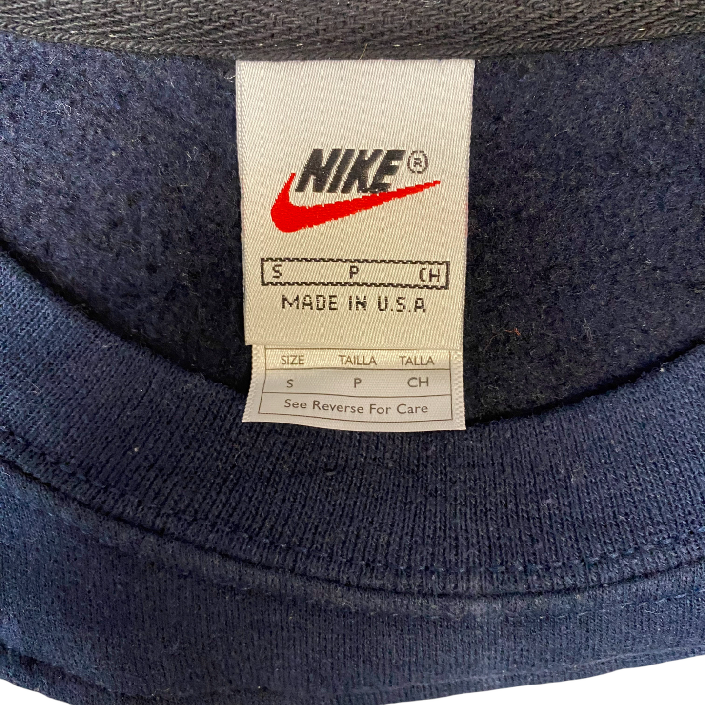 Nike Reworked Sweatshirt Mens S Blue Grey Embroidered Spellout Logo Vintage Y2K