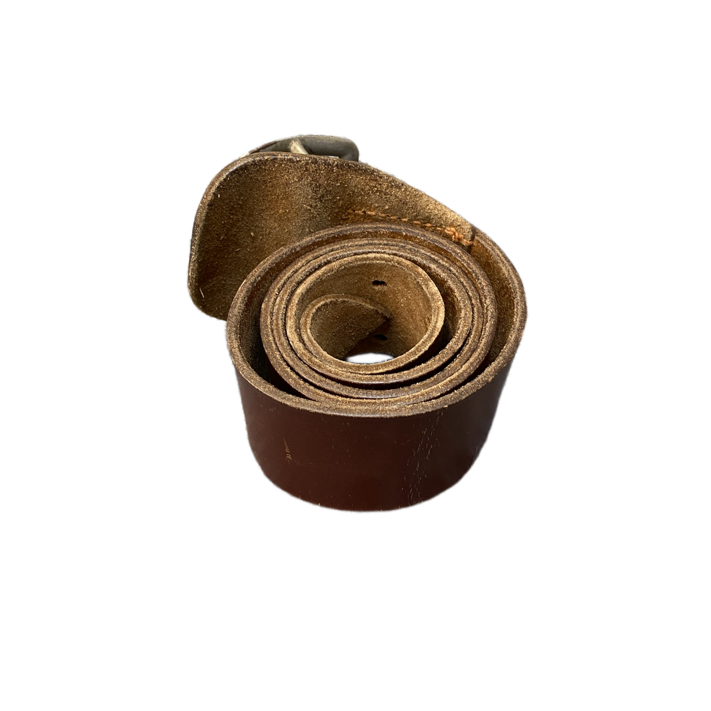 Waist Belt Men Brown Leather Adjustable Silver Double Pin Buckle 38.5 inches