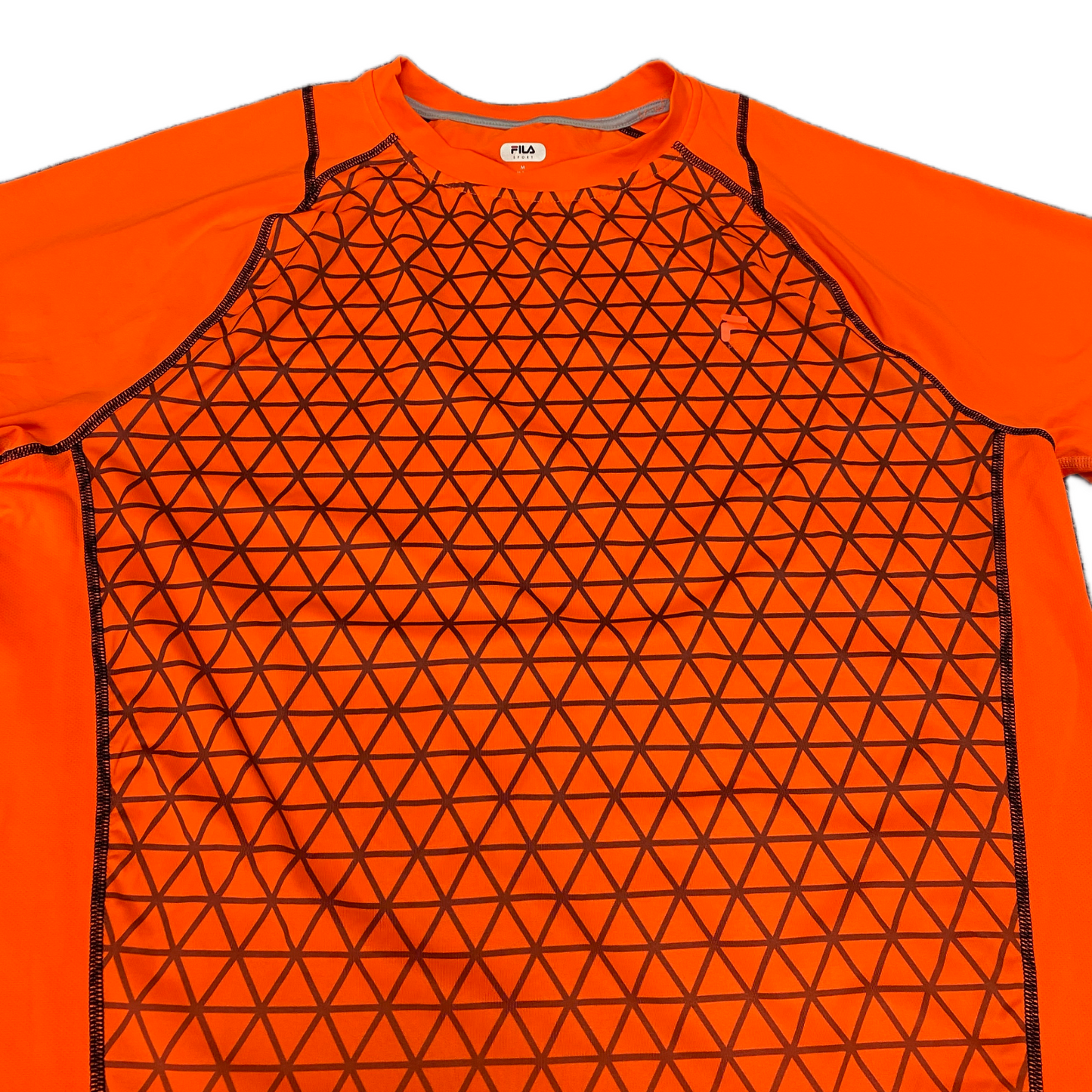 Fila Sport Activewear Shirt Mens Medium Orange Patterned Short Sleeve Summer Tee