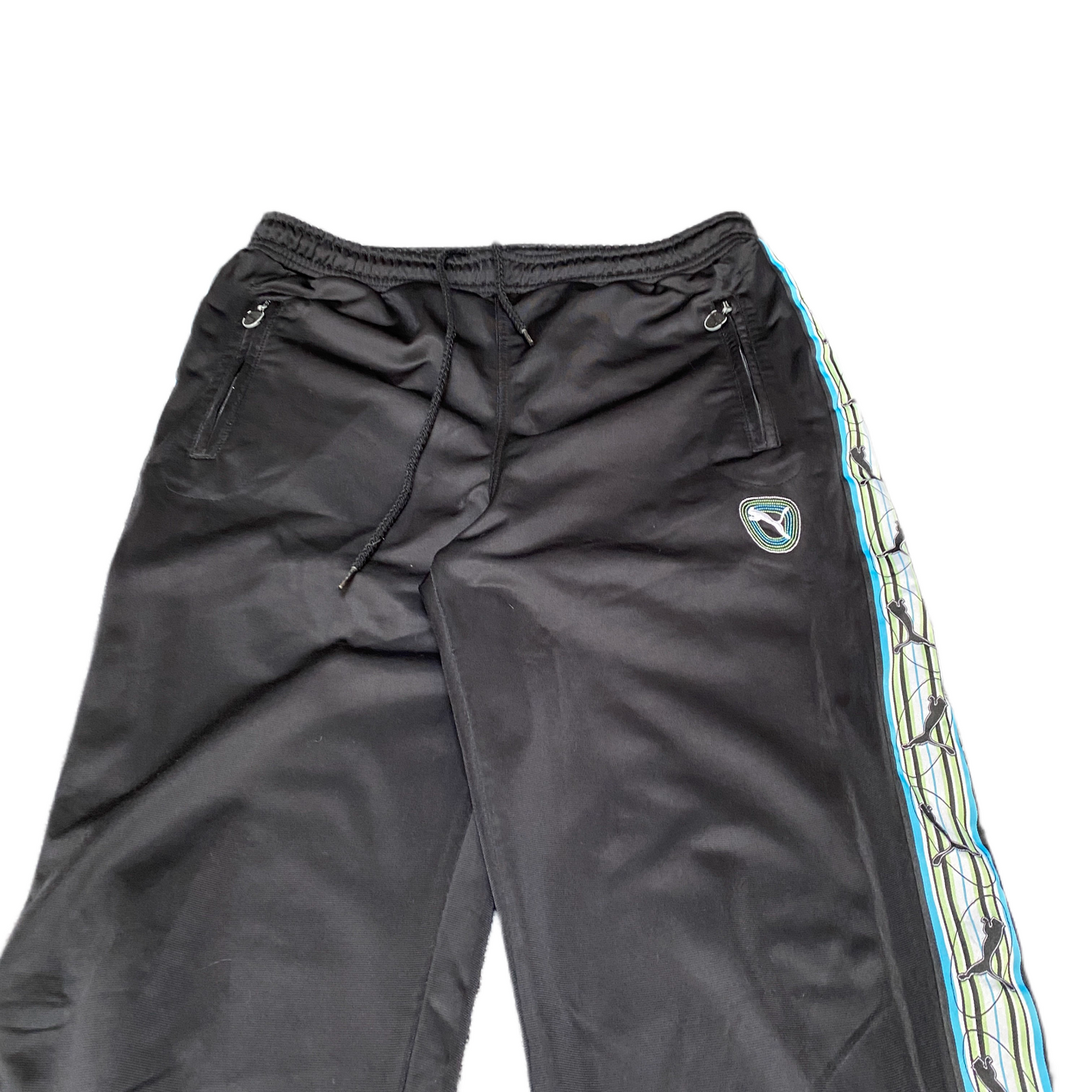 PUMA Joggers Fits as Mens 31" Waist Black Side Panel Straight Leg Track Trouser