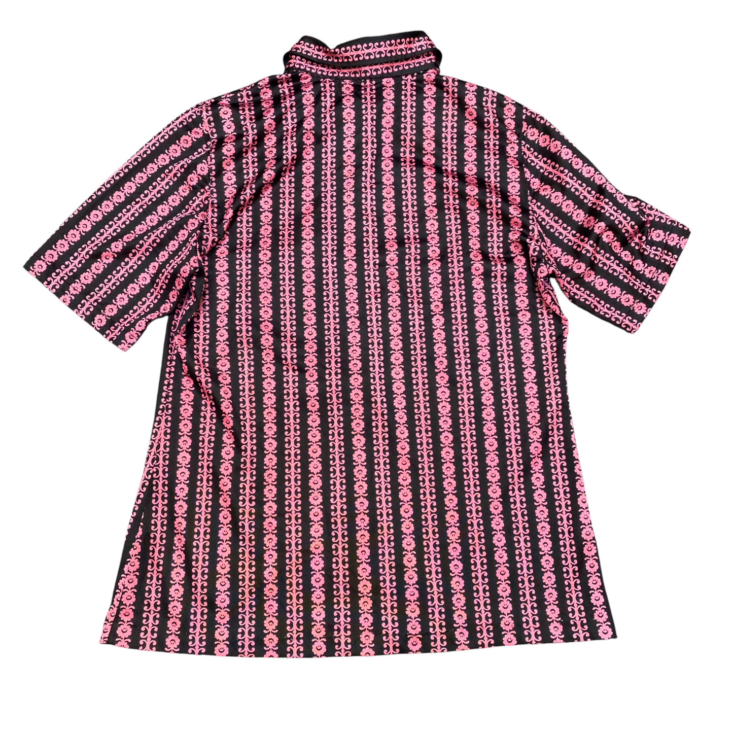Womens Shirt Top S Black Pink Floral Casual Short Sleeve Collared Button Down