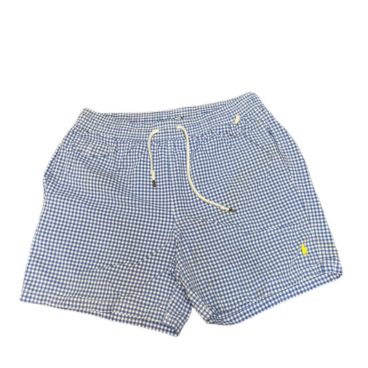 Polo Ralph Lauren Swim Trunks Shorts Mens M 32" Waist Blue Gingham Drawstring