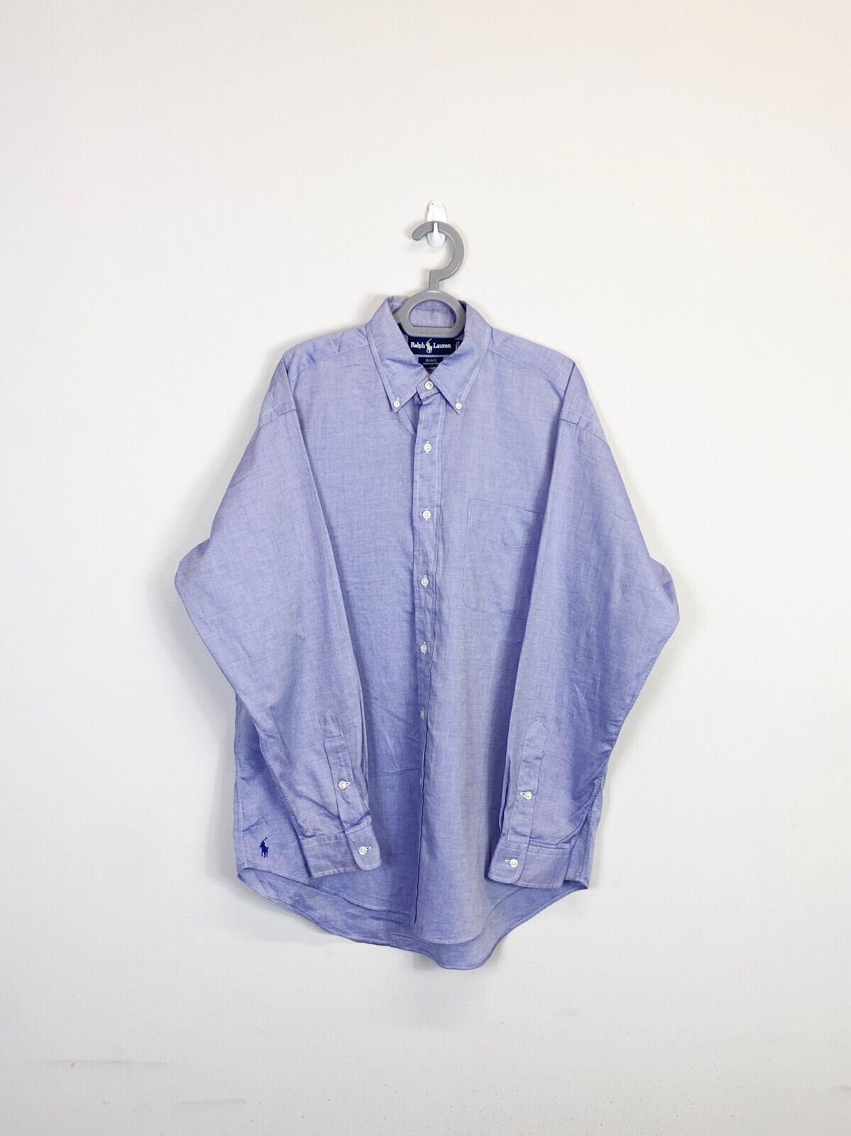 Ralph Lauren Shirt Mens Medium Blue Blake Cotton Long Sleeve Pocket Button Down