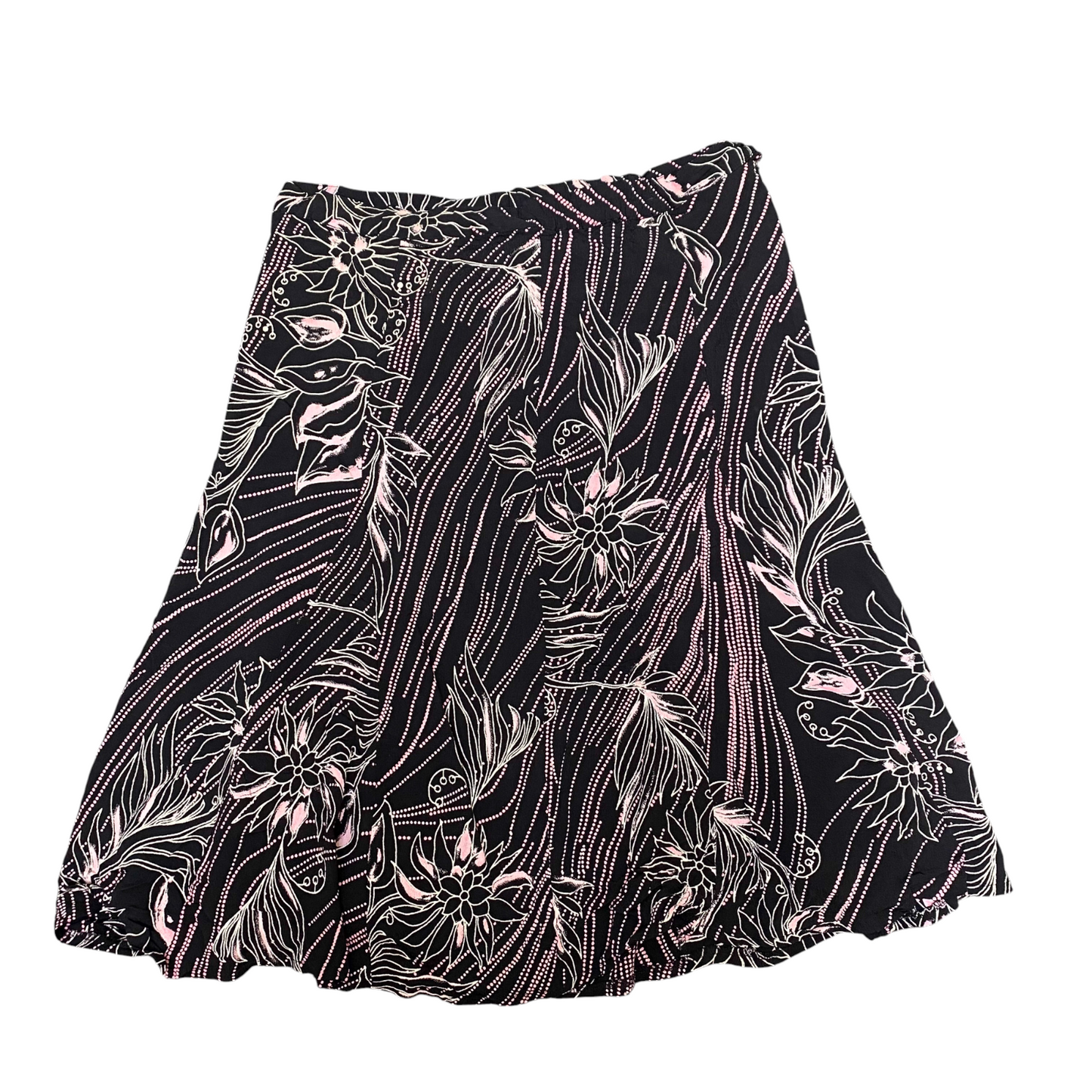 Blanche Porte Qualité A Line Skirt Womens XL Black Pink Floral Lined Side Zip