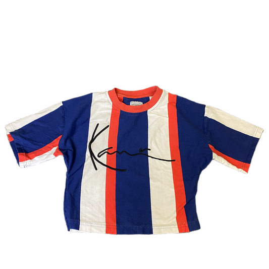 Karl Kani Crop Top Girls XS Multi Colorblock Short Sleeve Crew Neck Summer Tee