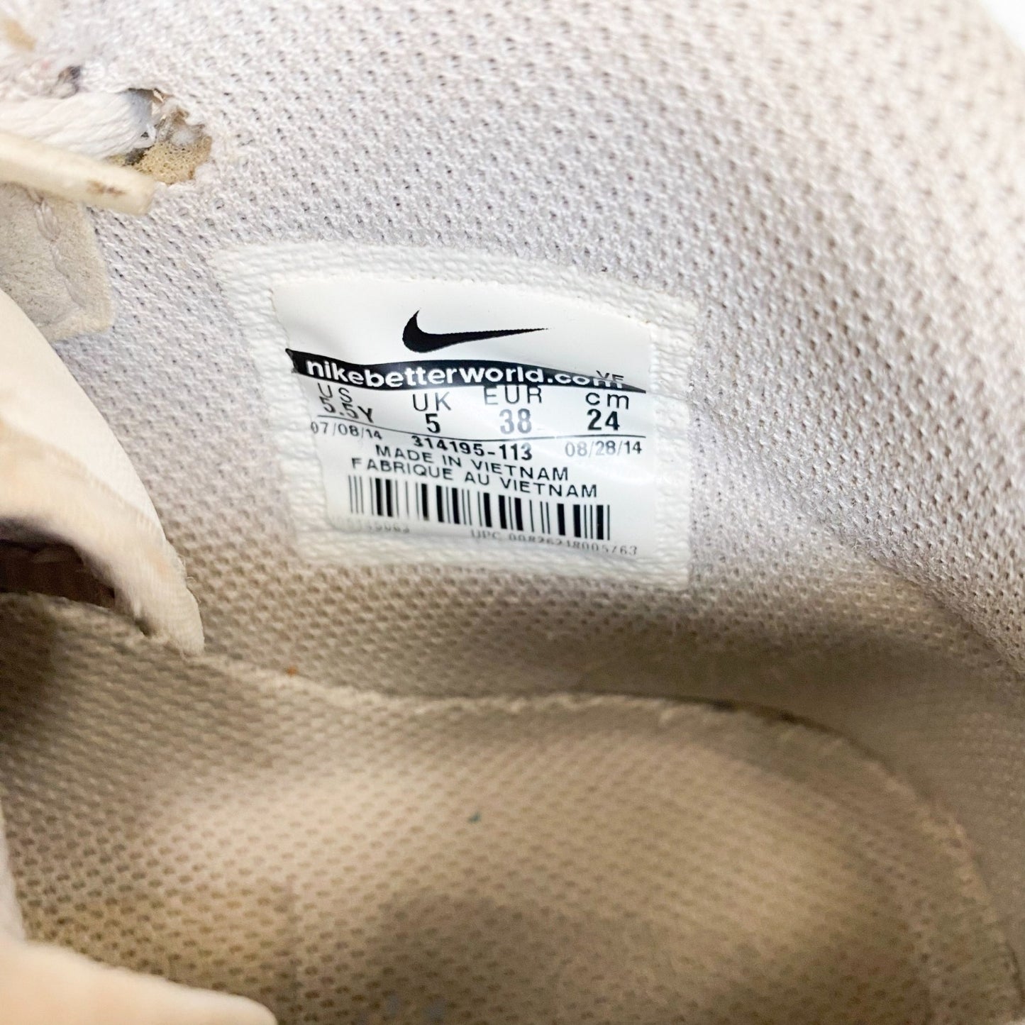 Nike Air Force 1 Mid '07 Basketball Shoes Sneakers Juniors 5 White Top Strap