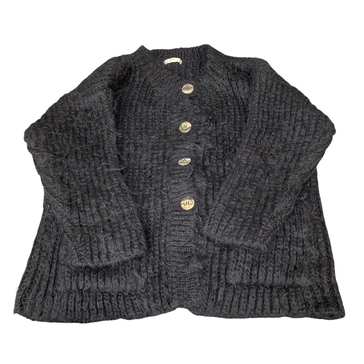 Setup Cardigan Jumper Womens Large Black Chunky Knit Long Sleeve Button Front