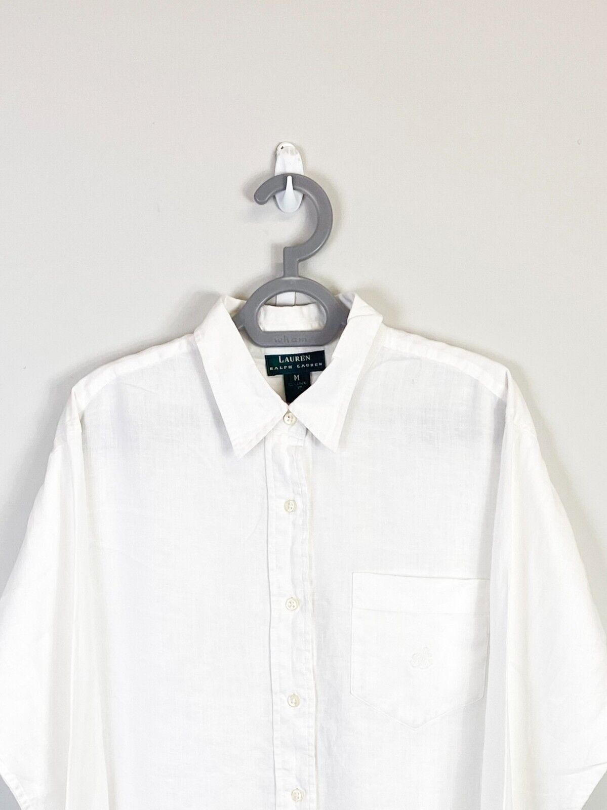 Ralph Lauren Shirt Mens Medium White Cotton Single Pocket Collar Button Down