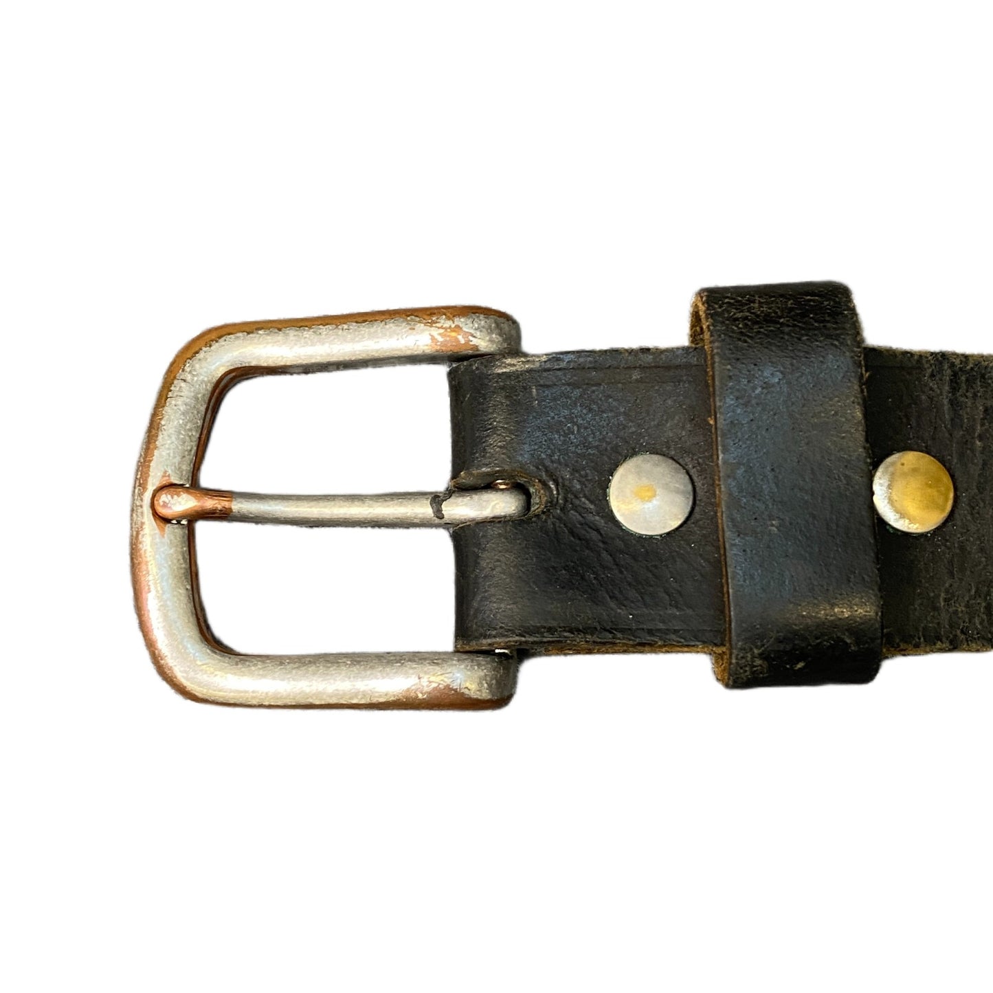 Bison Waist Belt Mens Black Rugged Leather Adjustable Brass Buckle 42.5 Inches