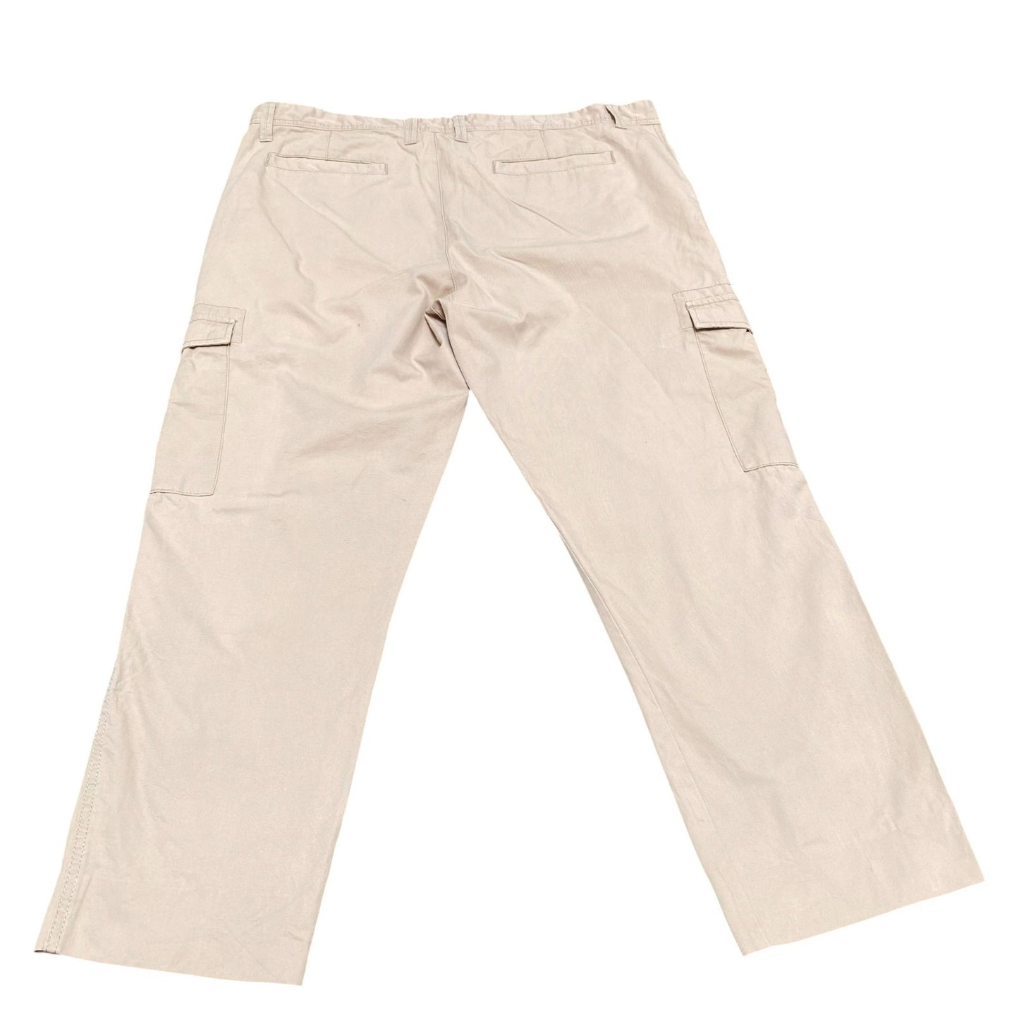 Men's Cargo Trousers XL Beige Flat Front Straight Fit Comfort Hiking Preppy