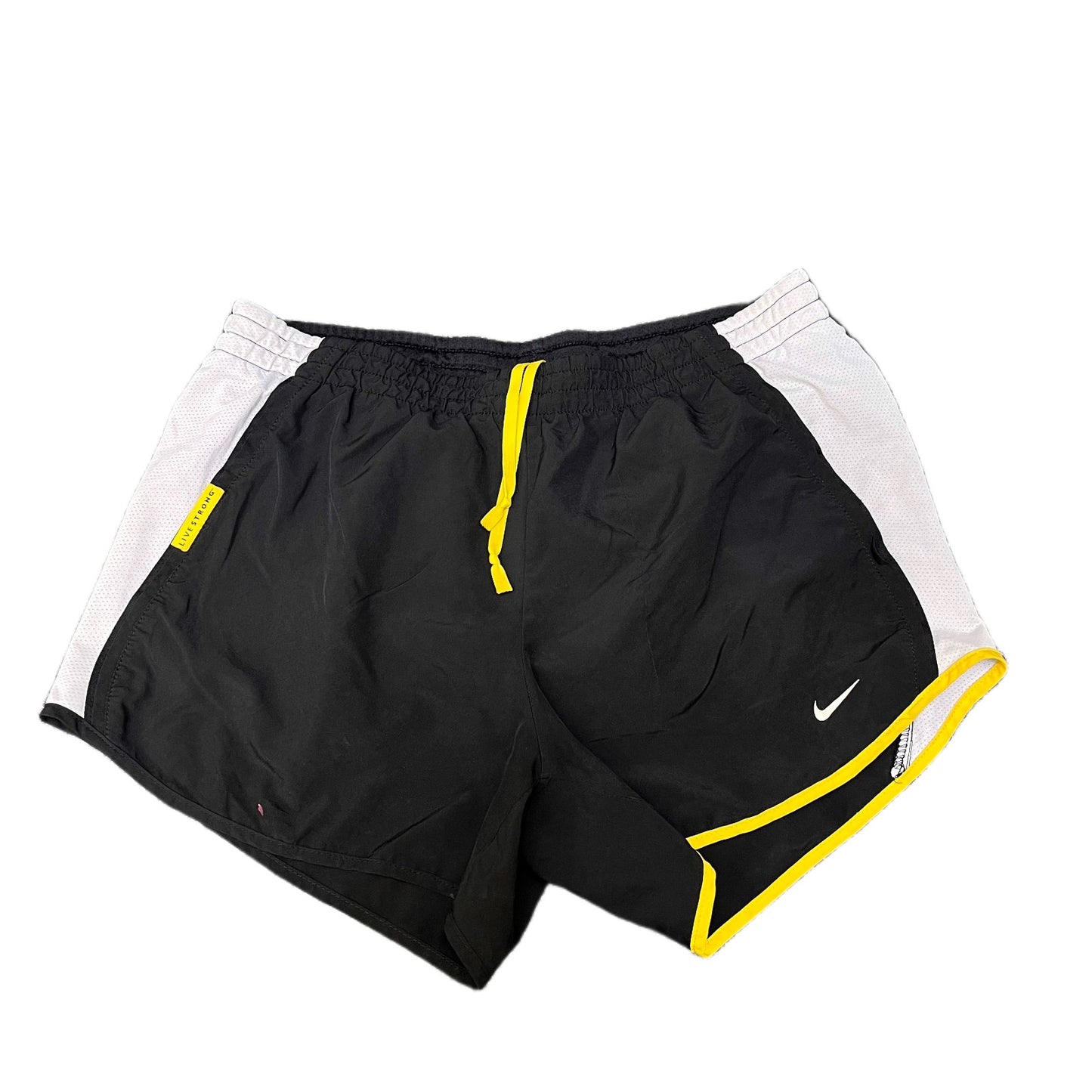 Nike Livestrong Dri-Fit Running Shorts Women S 28" Waist Black White Mesh Panels