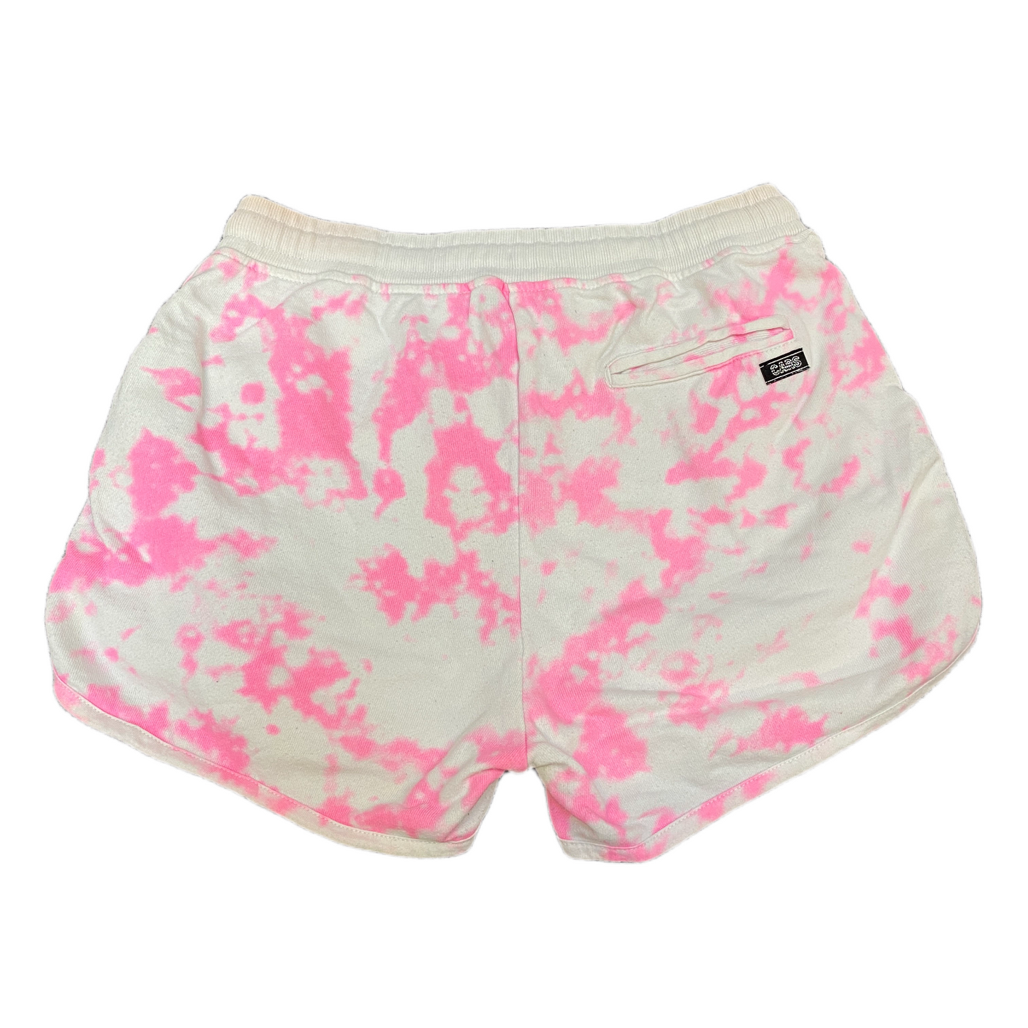 Running Sprinter Shorts Women M 26" Waist White Pink Tie Dye Workout Dolphin Hem