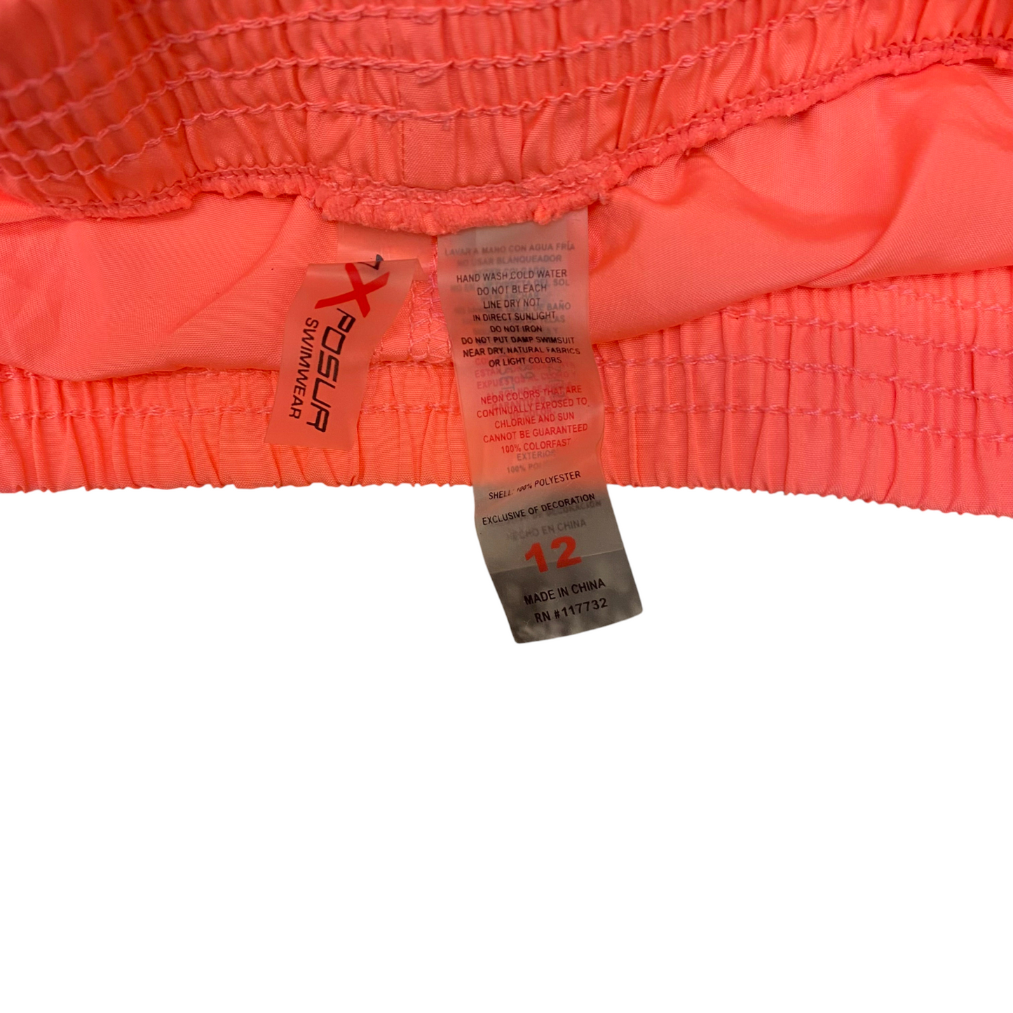 Swimwear Trunks Shorts Womens Small Coral Drawstring Elastic Waist Dolphin Hem