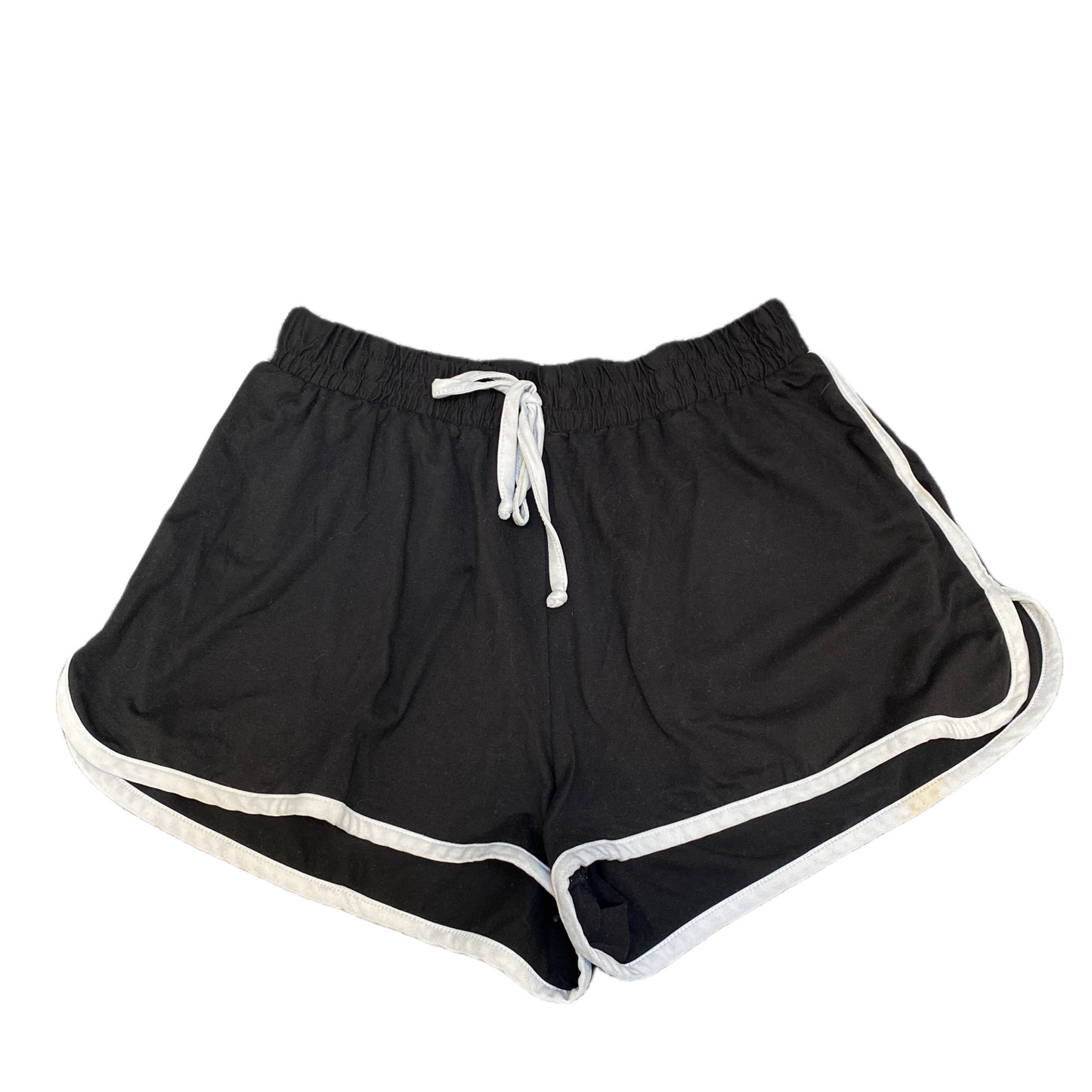 Running Sprinter Shorts Women L 28" Waist Black Athletic Gym Workout Dolphin Hem