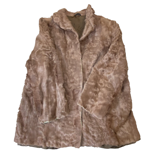 Coat Womens Large Brown Faux Fur Collar Long Sleeve Cozy Warm Winter Open Front