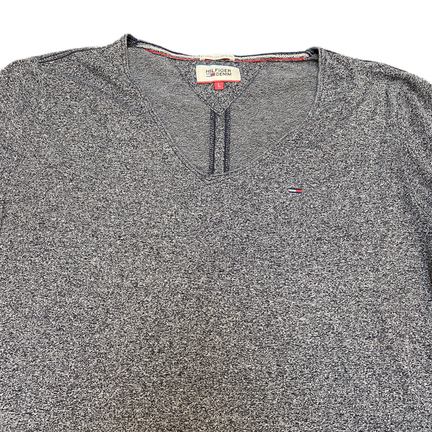 Tommy Hilfiger Shirt Womens L Grey Heather Regular Fit Short Sleeve V Neck Tee