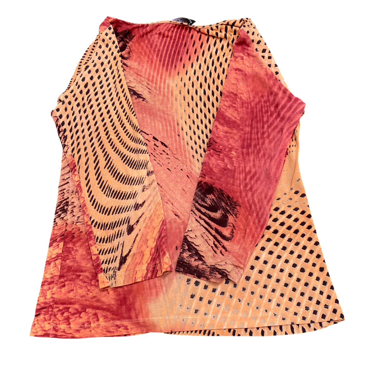 Occhi Neri Blouse Top Women S Orange Snake Print Long Sleeve Round Neck Pullover