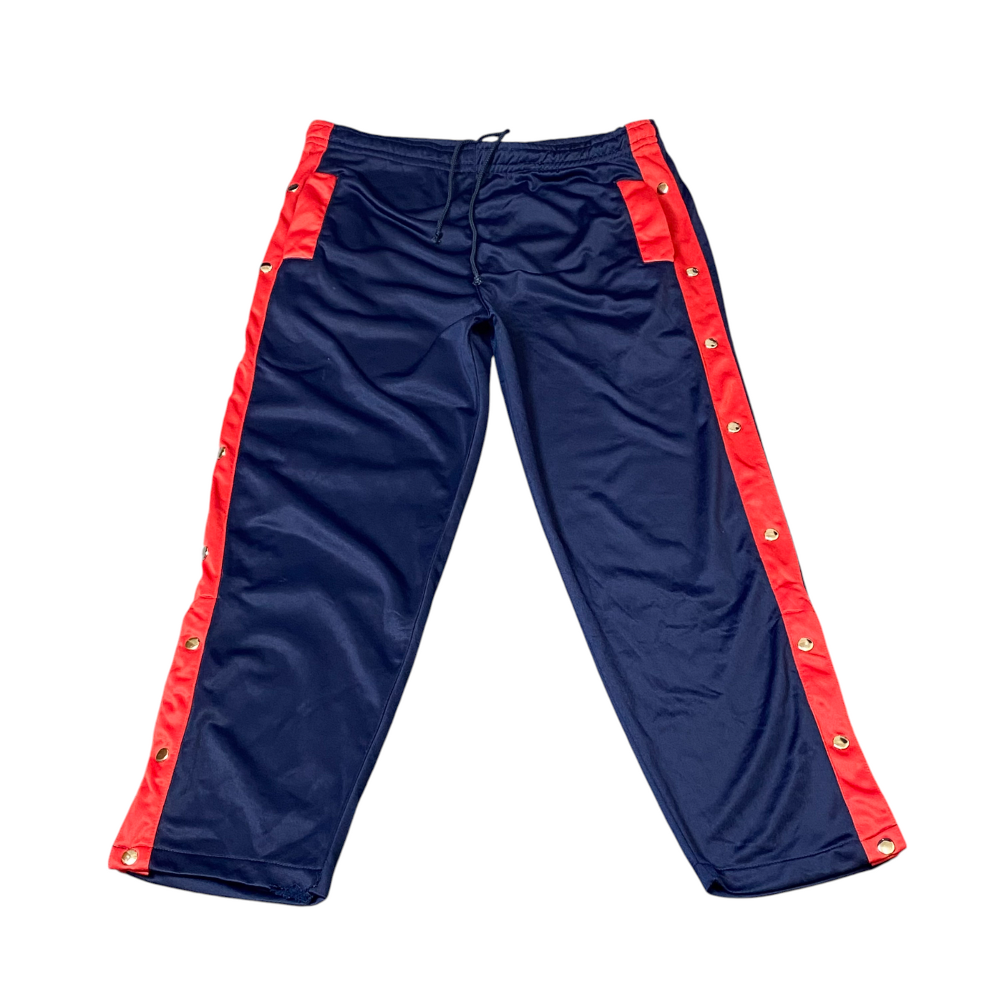 Joggers Mens M Blue Red Side Snap Button Elastic Waist Drawstring Track Pants