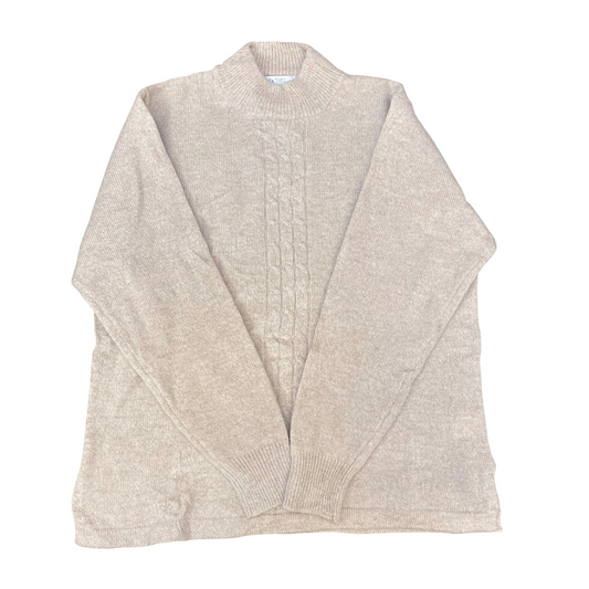 Helen Honnanne Jumper Womens Medium Cream Cable Knit Long Sleeve Mock Neck