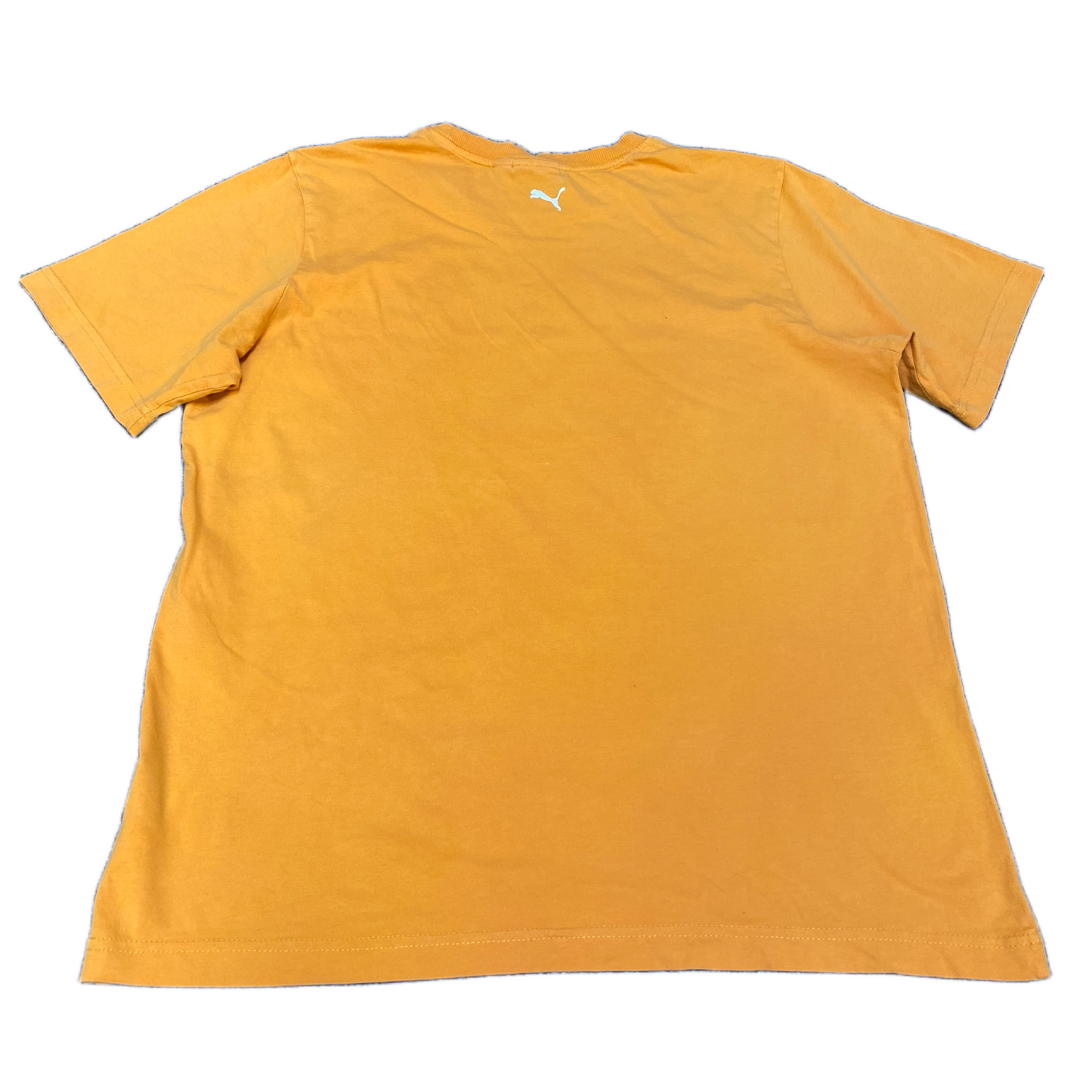 PUMA T-Shirt Women Medium Yellow Regular Fit Short Sleeve Crew Neck Pullover Tee