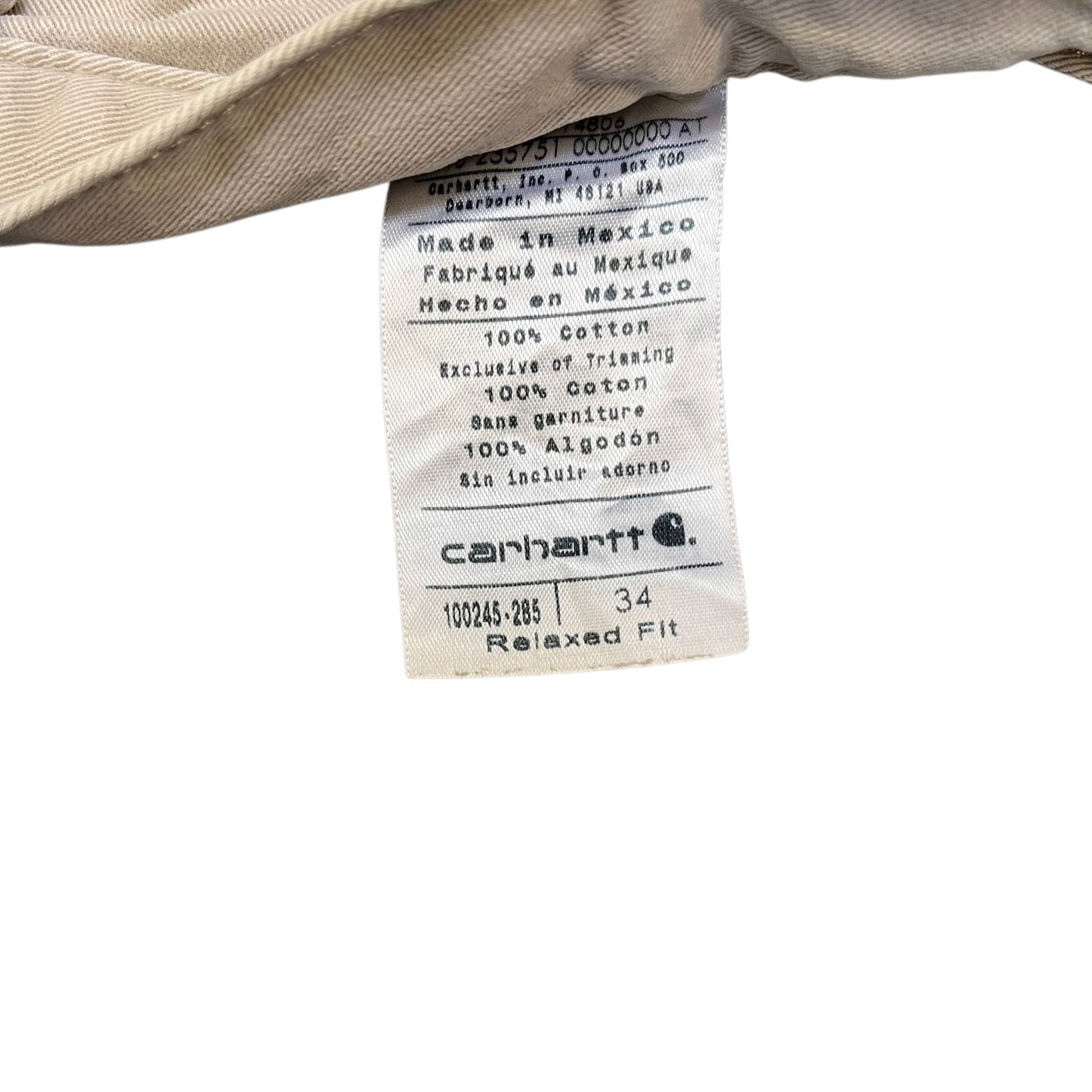 Carhartt Carpenter Shorts Fits as Men L 34" Waist Beige Relaxed Fit Work Utility