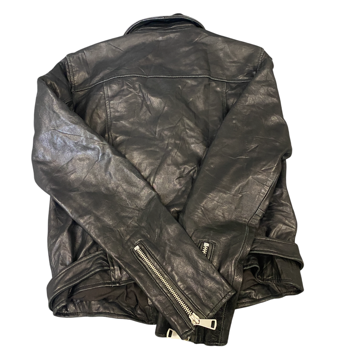 Belle Vere Genuine Leather Moto Jacket Womens S Black Collared Asymmetrical Zip