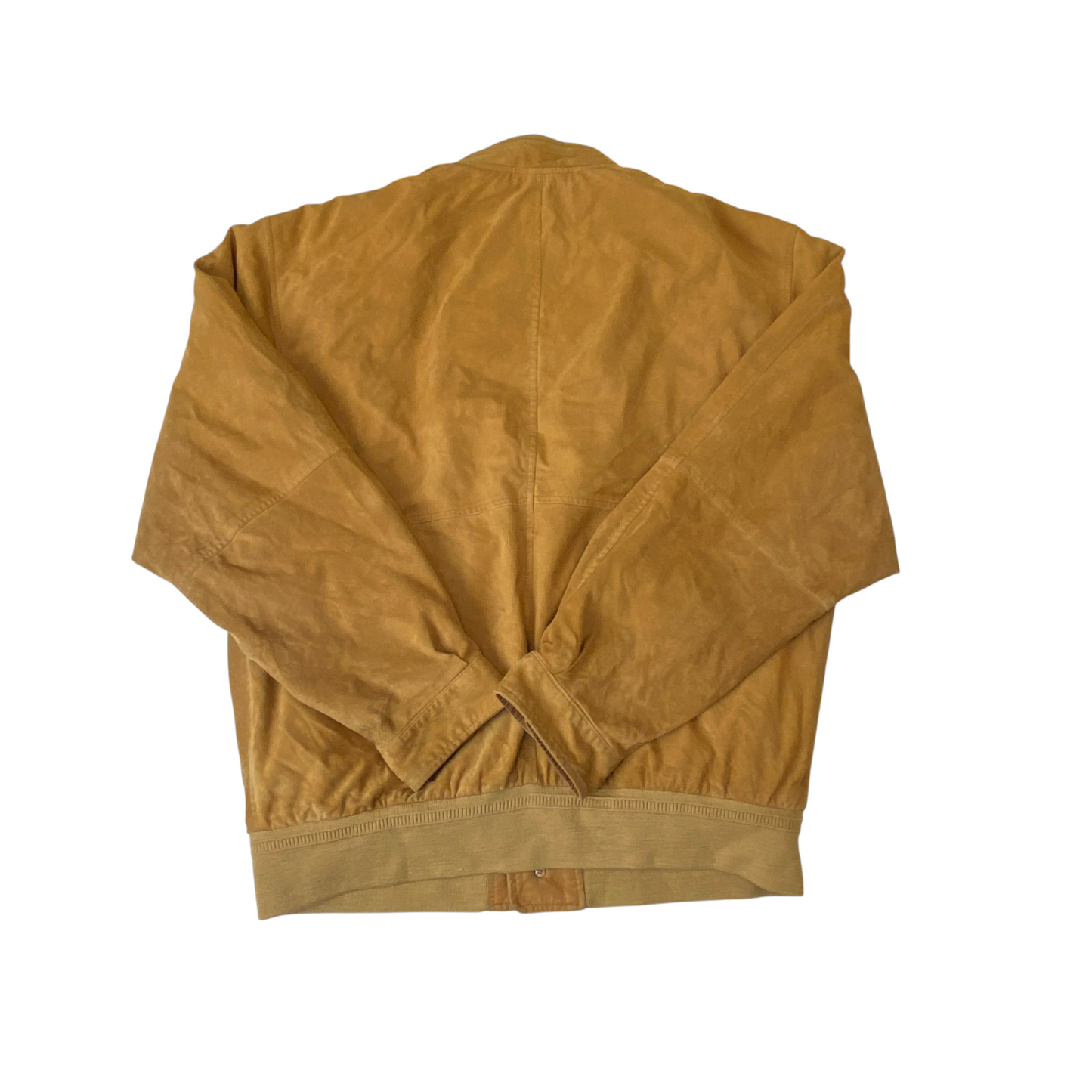 Bugatti Bomber Jacket Mens Large Brown Suede Leather Long Sleeve Button Front