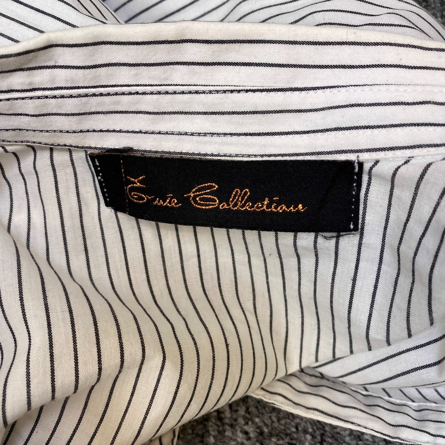 Ecute Collection Shirt Top Womens S White Black Striped Collared Button Front