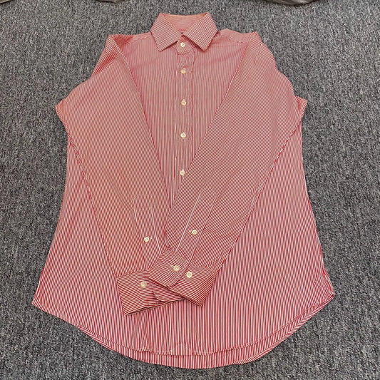 Polo Ralph Lauren Formal Shirt Mens M Red Striped Regent Custom Fit Button Up