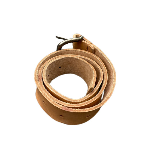 Waist Belt Mens Tan Leather Adjustable Classic Silver Pin Buckle 39 inches