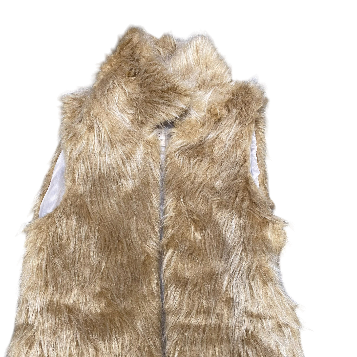 Beppe Faux Fur Vest Womens S/M Brown Lined Lightweight Sleeveless Open Front