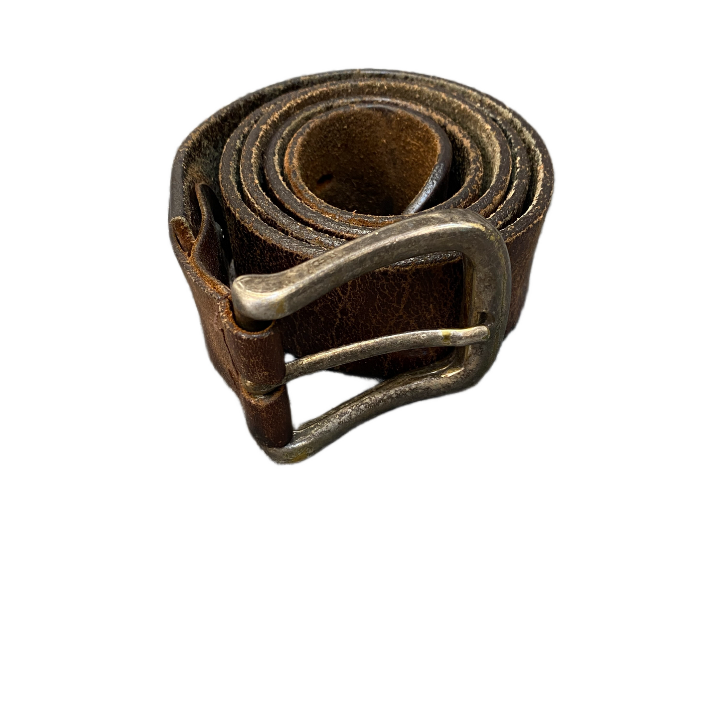 Vintage Waist Belt Mens Brown Leather Adjustable Silver Pin Buckle 39 inches