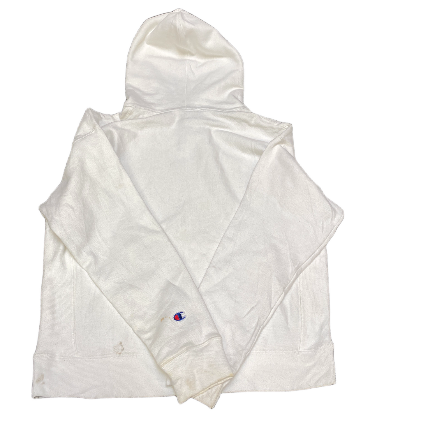 Champion Reverse Weave Hoodie Womens L White Fleece Lined Drawstring Pullover