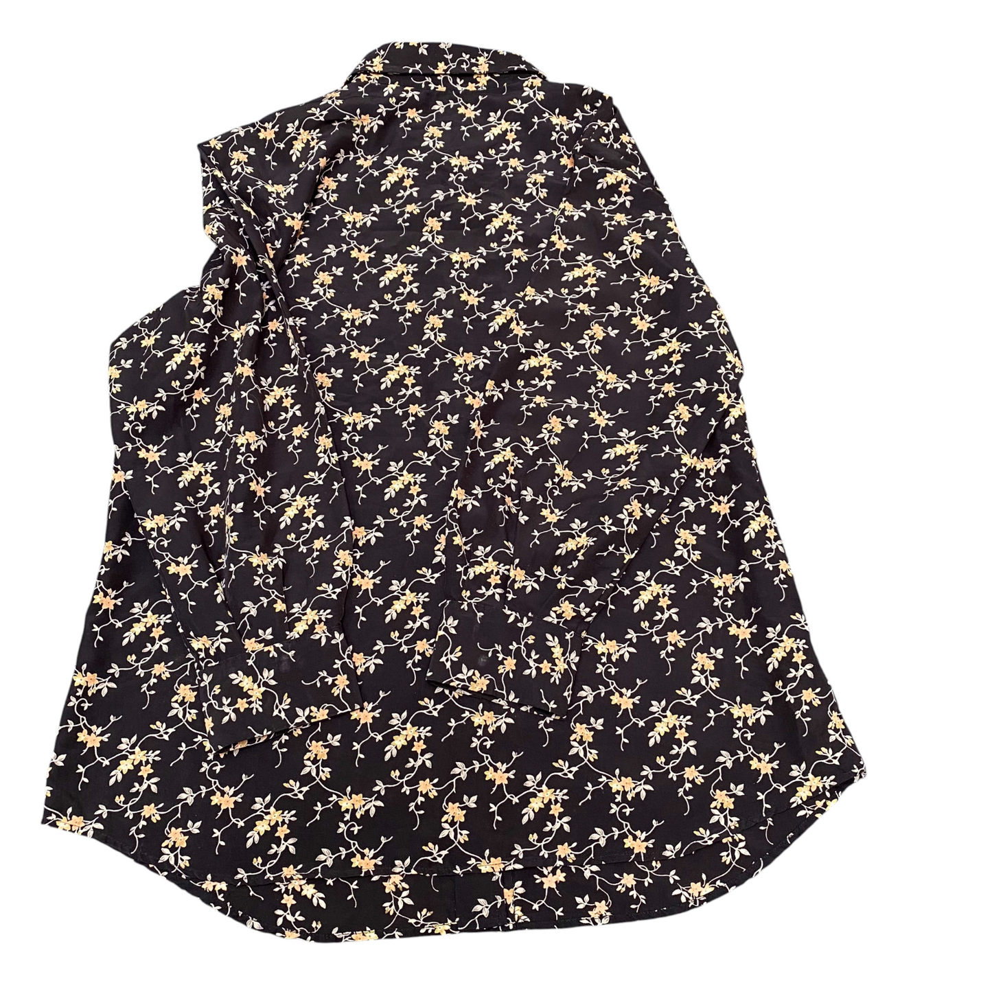 Shirt Top Womens M Black Floral Casual Long Sleeve Collared Button Down Outdoor