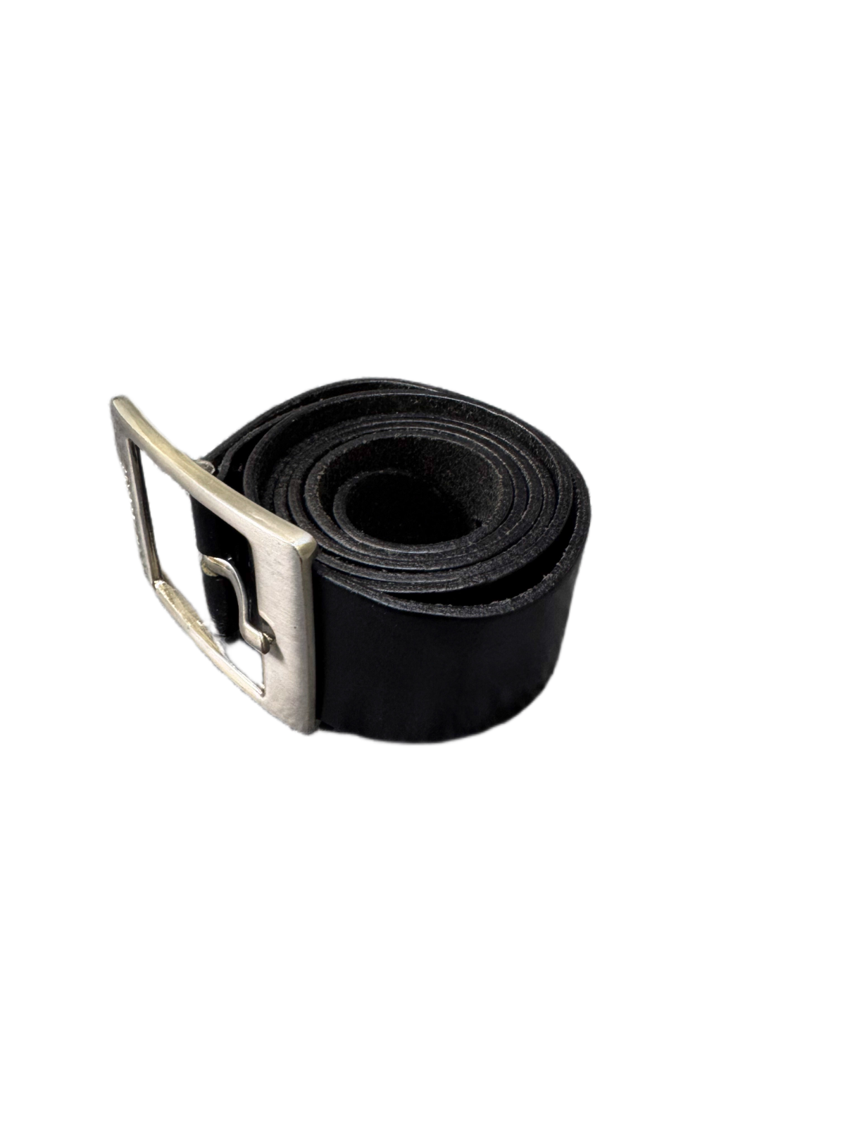 Esprit Waist Belt Womens Black Leather Embossed Logo Silver Pin Buckle 39 inches