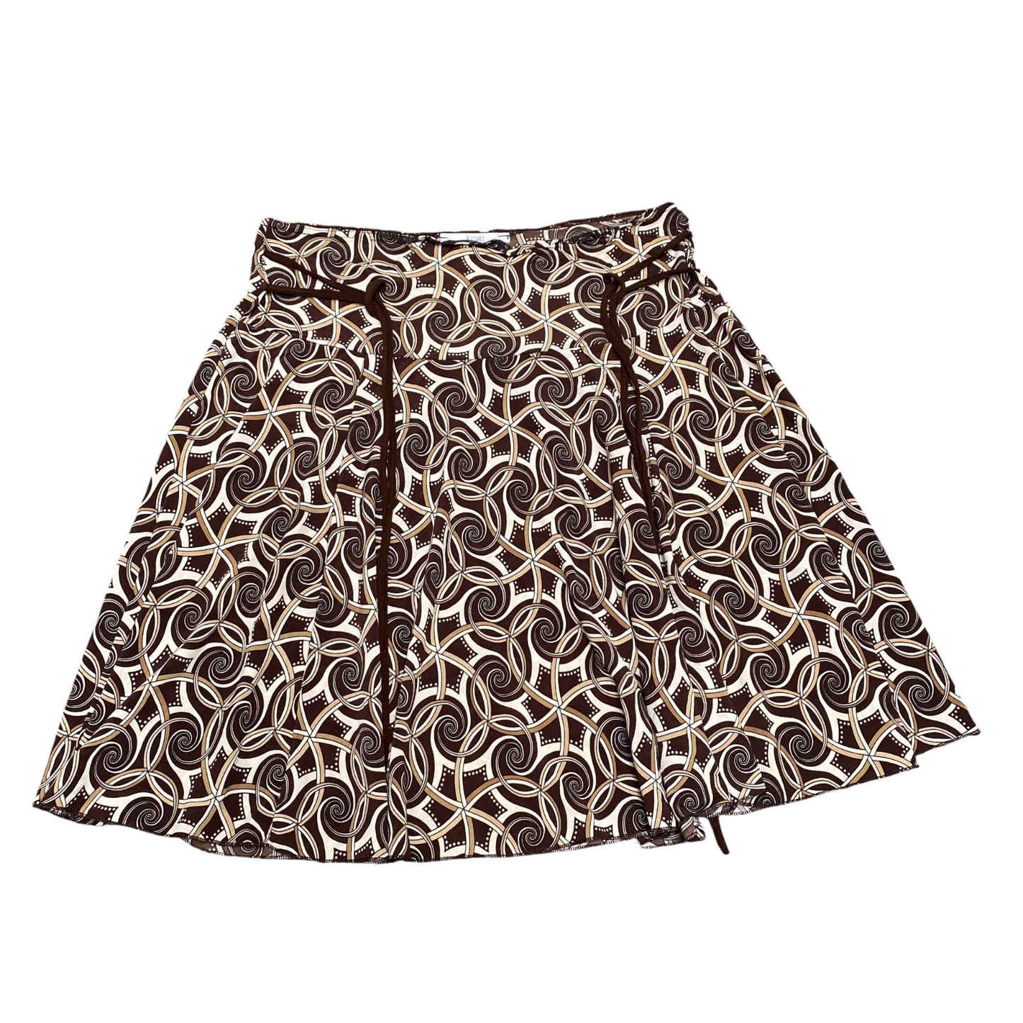 Xanaka A Line Skirt Womens XXL Brown Geometric Print Ruffle Hem Casual Outdoor