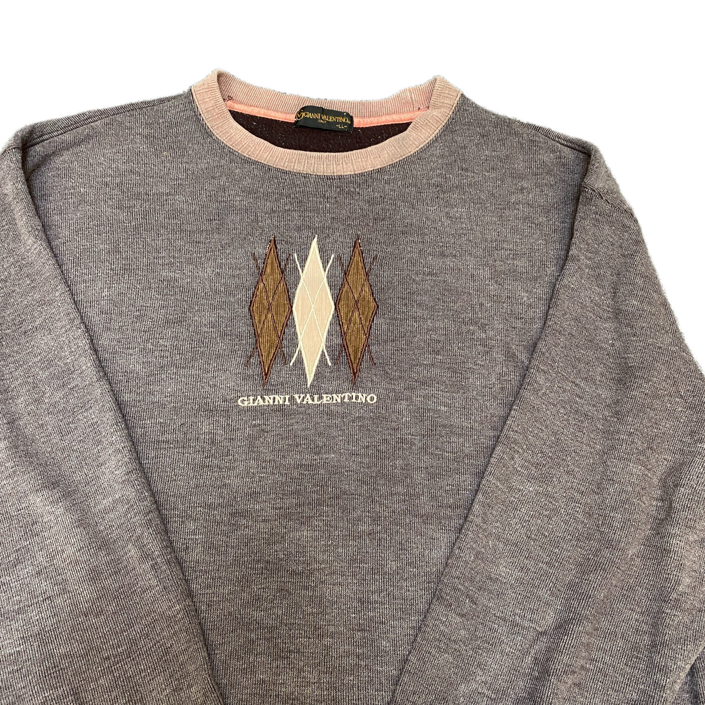 Vintage Gianni Valentino Sweatshirt Mens M Grey Long Sleeve Crew Neck Pullover