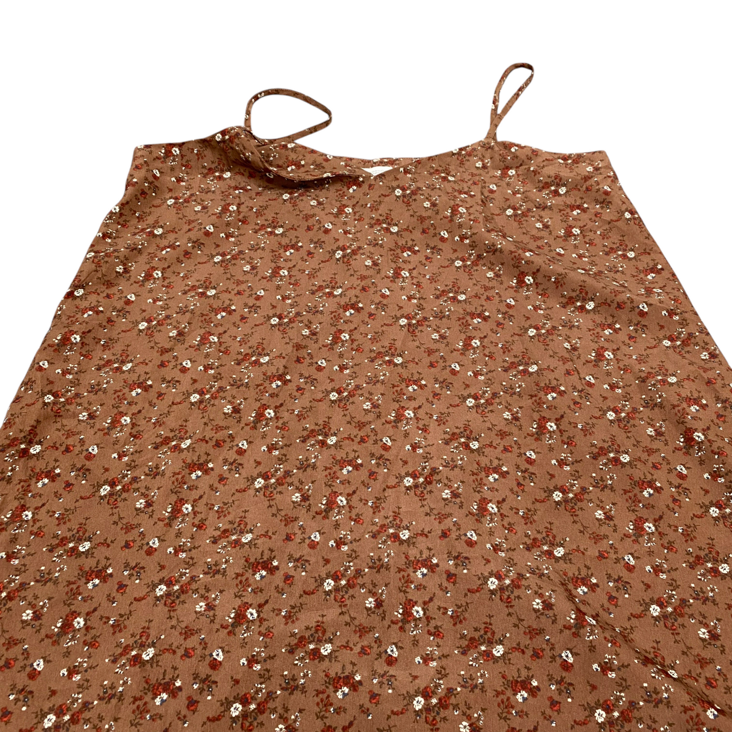 Earth Music & Ecology Midi Dress Womens M Brown Floral V Neck spaghetti Strap