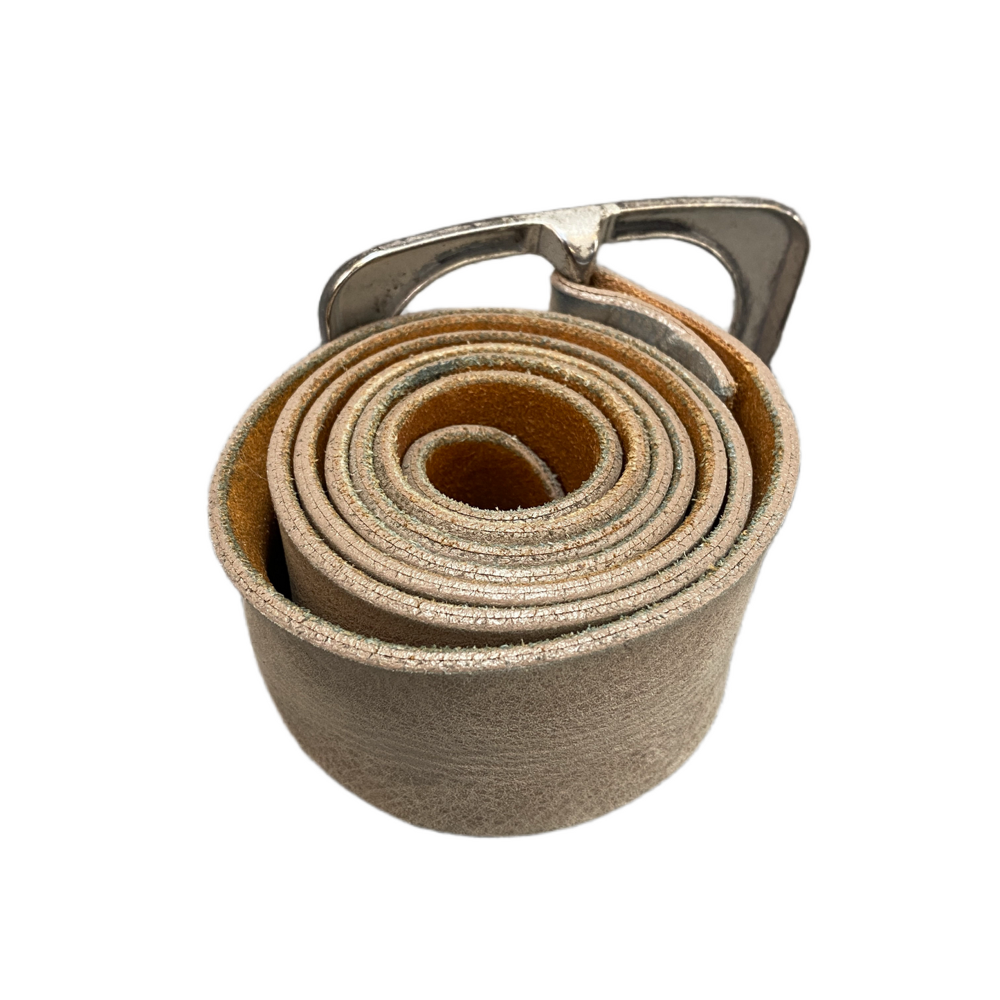 SOCCX Waist Belt Womens Beige Cowhide Leather Adjustable Silver Buckle 43 inches