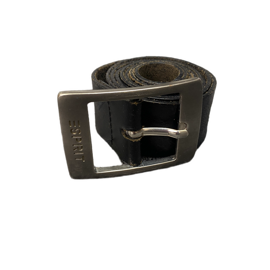 Esprit Waist Belt Mens Black Leather Adjustable Classic Silver Buckle 42 inches